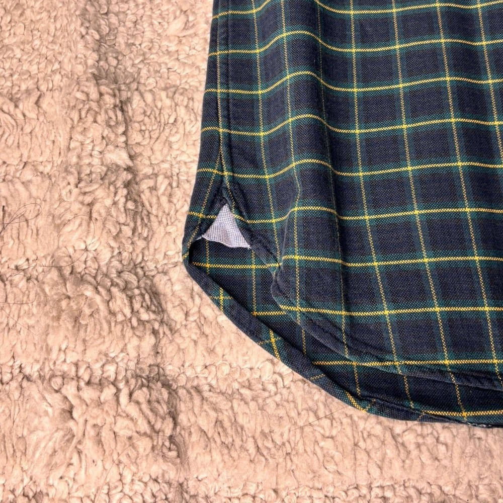Ralph Lauren Button Down Shirt Mens L Navy Blue Yellow Grid Custom Fit Plaid - Picture 6 of 13